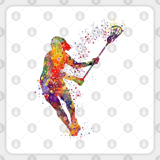 Lacrosse Girl Player Watercolor Painting Sticker by LotusGifts